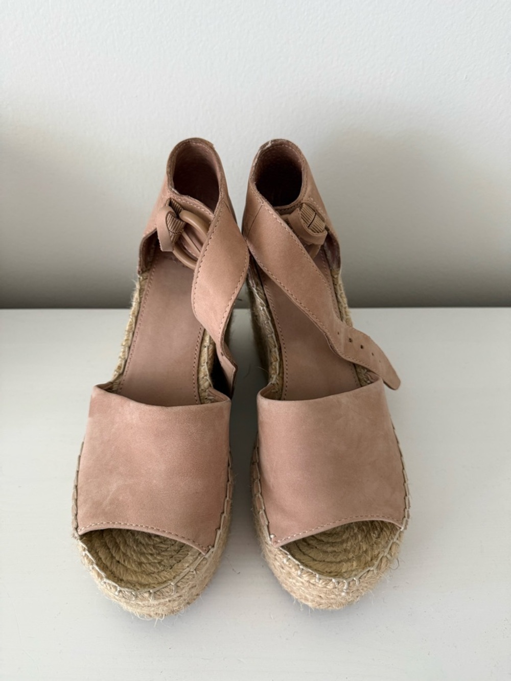 Marc Fisher Pink Suede Espadrille Wedge Sandals - Picture 2 of 7